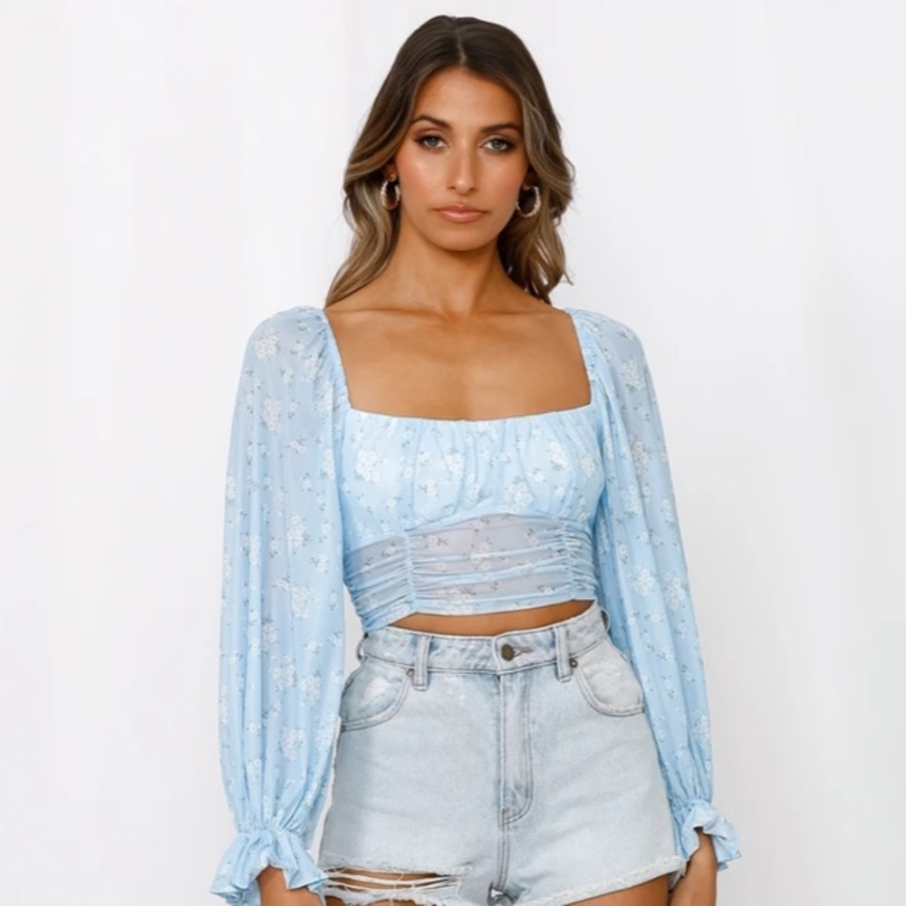 Blue Crop Top Hello Molly